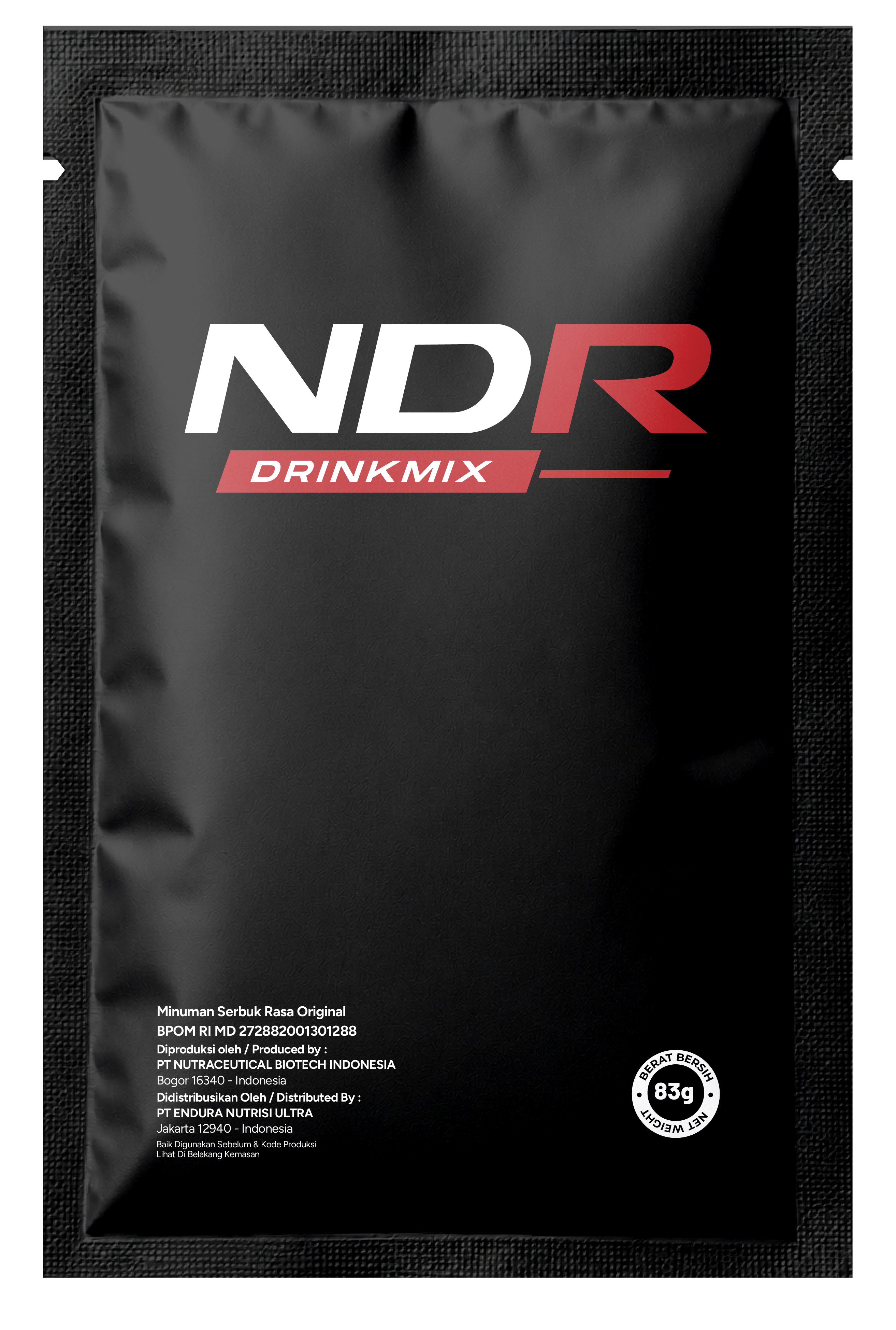 NDR Drinkmix sachet — dual-source carbohydrate drink mix with electrolytes